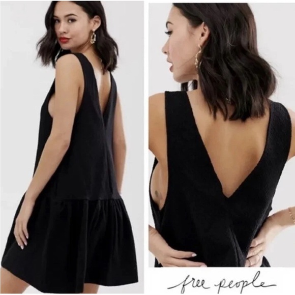 Free People Easy Street Pullover Mini Dress black XS NWT drop waist sleeveless - Picture 4 of 12